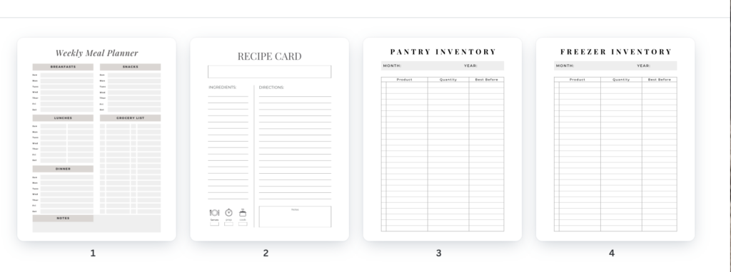 Meal Plan and Kitchen Organization Printables